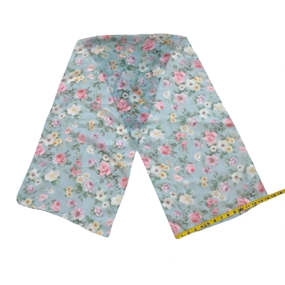 $15 or 2/$20 Vintage Pastel Blue Sheer Floral Oblong Scarf